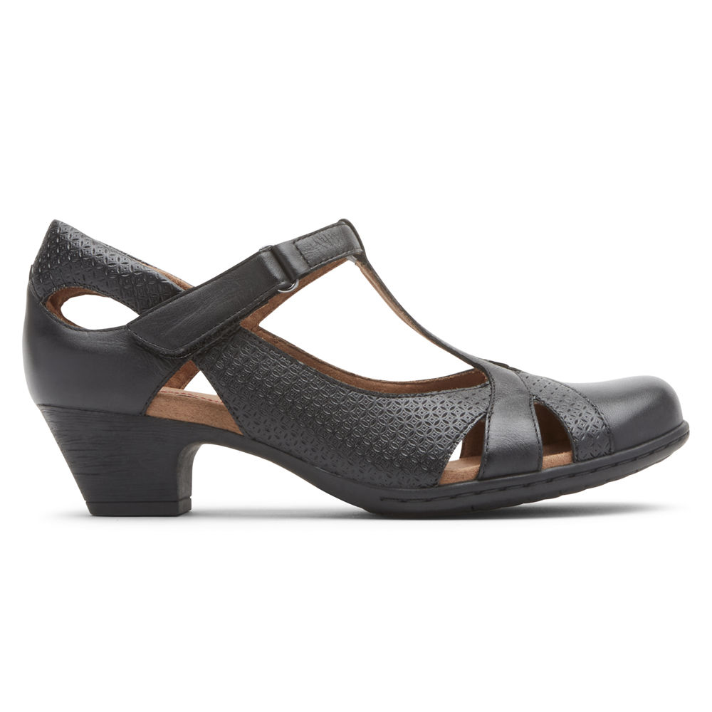 Sapatos De Salto Rockport Mulher Pretas - Brynn T-Strap - 36481CVTS